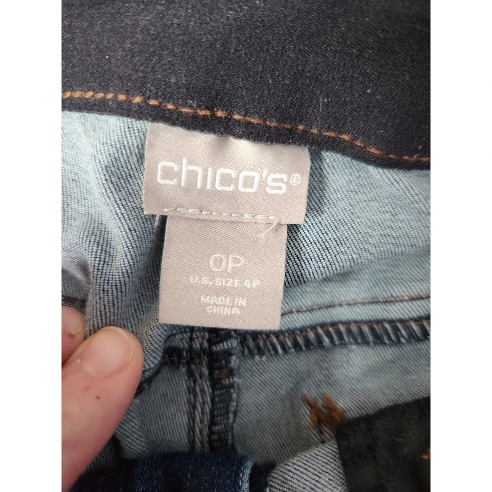Chico's Secret Stretch Scattered Embellished Starburst Jeggings Blue Sz OP US 4P